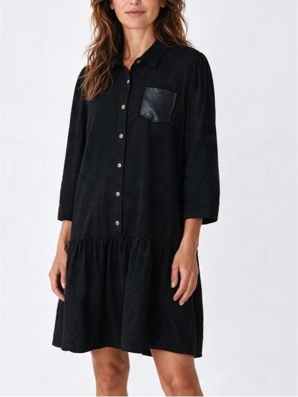 Karl Lagerfeld Dropped Waist Long Sleeve Dress Black